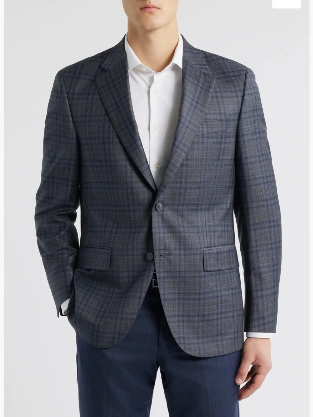 Peter Millar Men’s Flynn Classic Fit Grey Plaid Wool Sport Coat - Size 44S